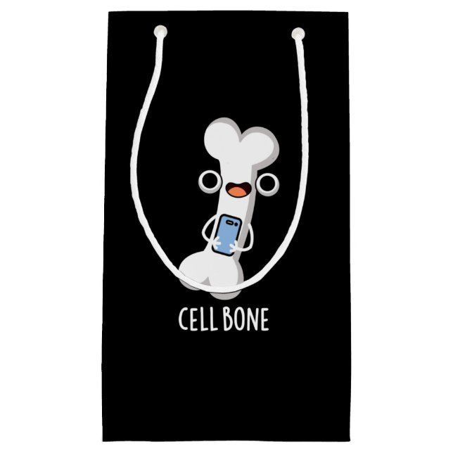 Sacola Para Presentes Pequena Celular Engraçado Celular Celular Ligado Escuro BG (Frente)