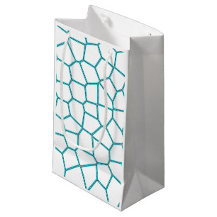 Sacola Para Presentes Pequena Células brancas de Turquesa Pálida Abstrato de Min