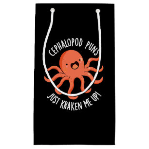 Sacola Para Presentes Pequena Cephalopod Puns Me Arrastou Pun Dark BG