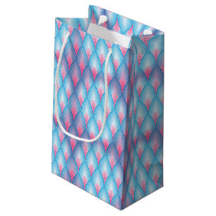 Sacola Para Presentes Pequena Cerceta e teste padrão cor-de-rosa da pétala