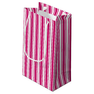 Sacola Para Presentes Pequena Cerise e faixas brancas de doces
