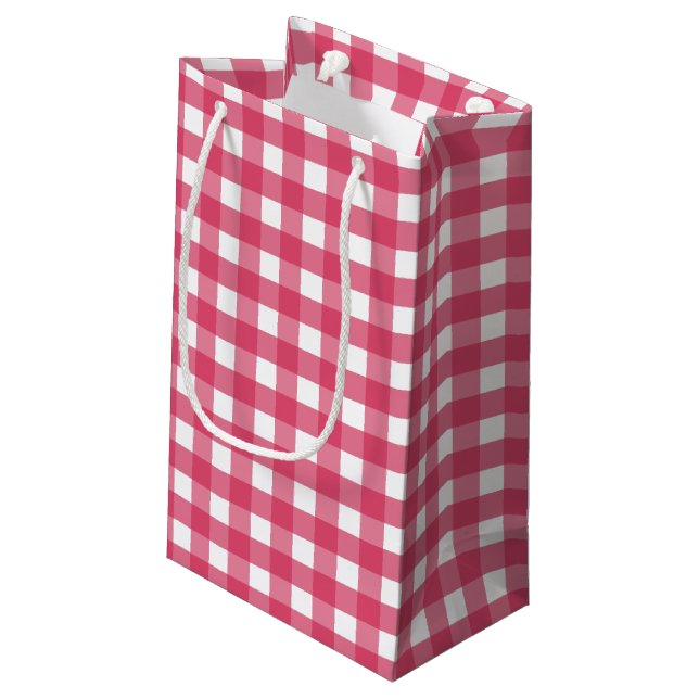 Sacola Para Presentes Pequena Cerise Gingham (Verso inclinado)