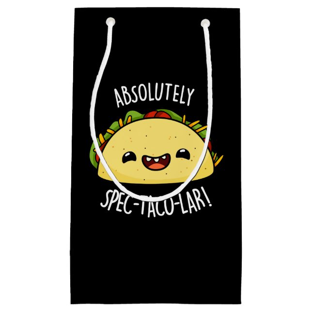 Sacola Para Presentes Pequena Certamente Spec-Taco-Lar Funny Taco Pun Dark BG (Frente)