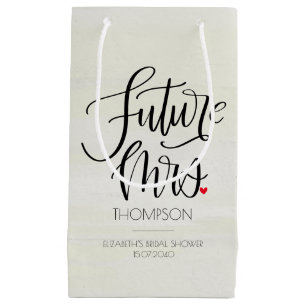 Sacola Para Presentes Pequena Chá de Bebê da Futura Sra. Caligrafia Moderna