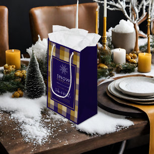 Sacola Para Presentes Pequena Chá de Bebê de Casamento de Inverno Xadrez Chic do