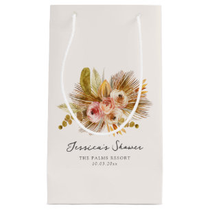Sacola Para Presentes Pequena Chá de Bebê Floral Tropical Vintage