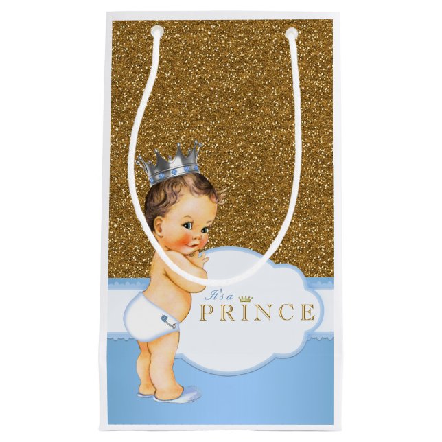 Sacola Para Presentes Pequena Chá de Bebê Príncipe (Frente)