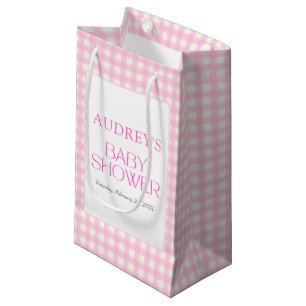 Sacola Para Presentes Pequena Chá de fraldas Clássico Gingham Girl