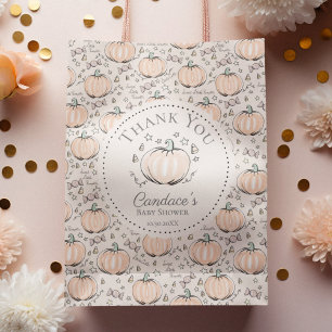 Sacola Para Presentes Pequena Chá de fraldas De Abóbora Laranja, Muito Obrigado