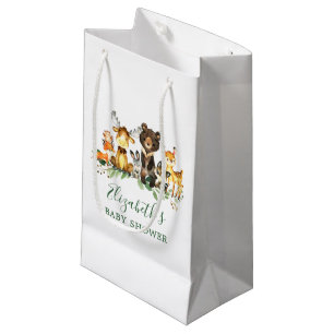 Sacola Para Presentes Pequena Chá de fraldas De Animais Da Floresta De Aquarela
