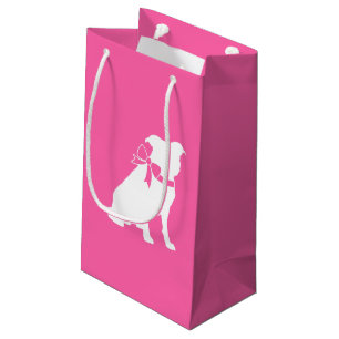 Sacola Para Presentes Pequena Chá de fraldas de Cão-Touro Rosa