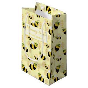 Sacola Para Presentes Pequena Chá de fraldas elegante de Pastel Amarelo de Bee