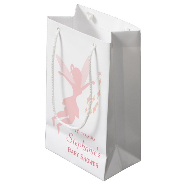 Sacola Para Presentes Pequena Chá de fraldas feericamente cor-de-rosa (Frente inclinada)