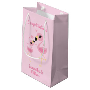 Sacola Para Presentes Pequena Chá de fraldas Flamingo Rosa