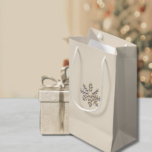 Sacola Para Presentes Pequena Champanhe Elegante Snowflake Gift Bag