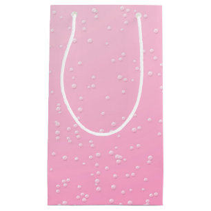 Sacola Para Presentes Pequena Champanhe Rosa com Bolhas Pequenas