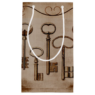 Sacola Para Presentes Pequena Chaves de Esqueleto Antiquado Vintage Vitorianas V