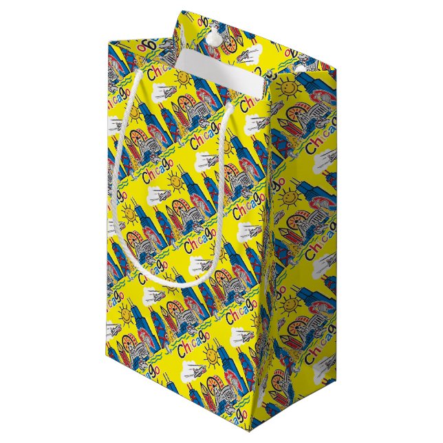 Sacola Para Presentes Pequena Chicago Kids Skyline (Frente inclinada)