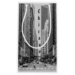 Sacola Para Presentes Pequena Chicago Madison Street Grayscale Gift Bag