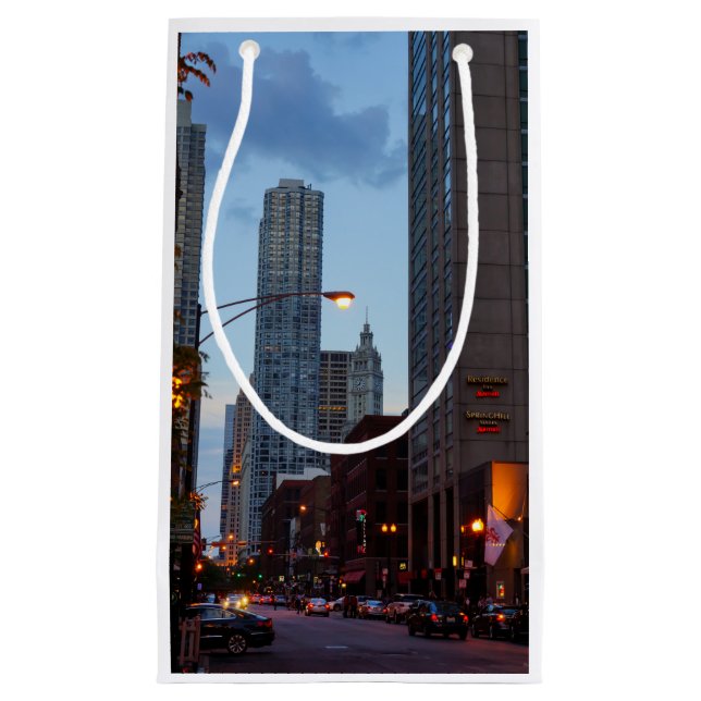 Sacola Para Presentes Pequena Chicago Street Scene (Frente)