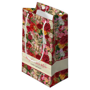 Sacola Para Presentes Pequena Chintzy Victorian Scrapbook Cherubs bonito