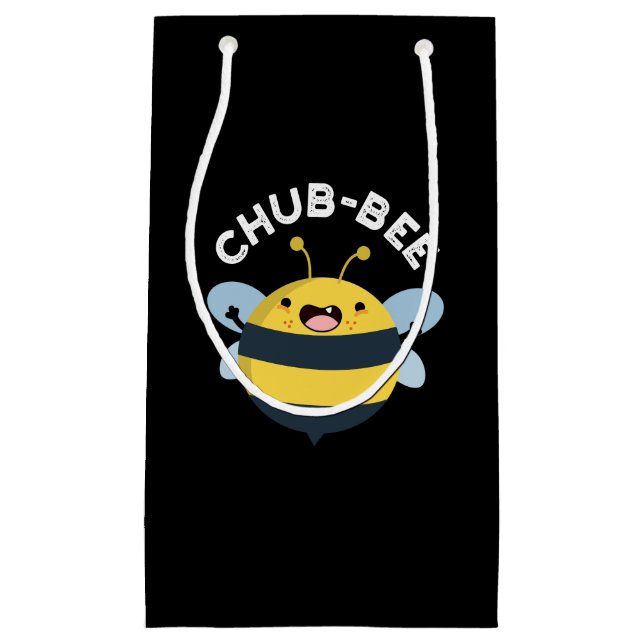 Sacola Para Presentes Pequena Chub-Bee Engraçado Chubby Bee Pun Dark BG (Frente)