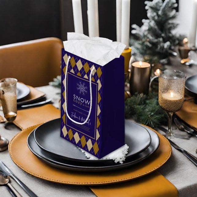 Sacola Para Presentes Pequena Chuva de Casamento de Inverno Aconchegante Argyle (Criador carregado)