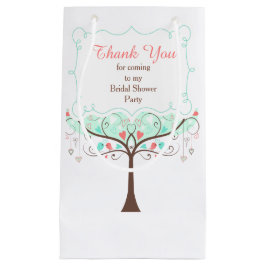 Sacola Para Presentes Pequena Chuva de Noiva de Pássaro Floral Coral e Hortelã A