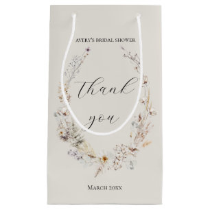 Sacola Para Presentes Pequena Chuva de Noiva Flor Silvestre Boho Rústica Elegant