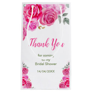Sacola Para Presentes Pequena Chuva de Noiva Rosa Floral Quente