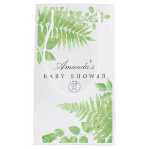 Sacola Para Presentes Pequena Chuva de Verde Baby Shower em Aquarela