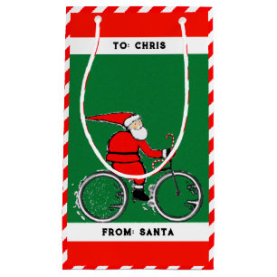 Sacola Para Presentes Pequena Ciclista Personalizada Natal
