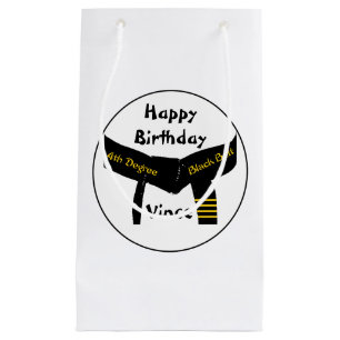 Sacola Para Presentes Pequena Cinturão negro do grau das artes marciais feliz