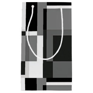 Sacola Para Presentes Pequena Cinza Branca Negra Moderna Abstrato Geométrica Men
