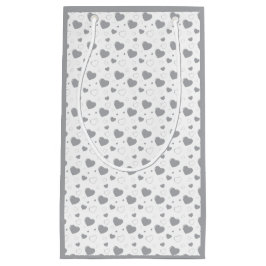 Sacola Para Presentes Pequena Cinza corações brilhantes e românticos