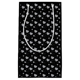 Sacola Para Presentes Pequena Cinza corações brilhantes e românticos