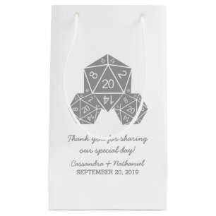 Sacola Para Presentes Pequena Cinza D20 Dice Wedding Gift Bag