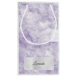 Sacola Para Presentes Pequena Cinza Prateada Violeta Roxa Marble Art Deco White