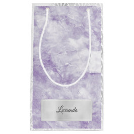 Sacola Para Presentes Pequena Cinza Prateada Violeta Roxa Marble Art Deco White