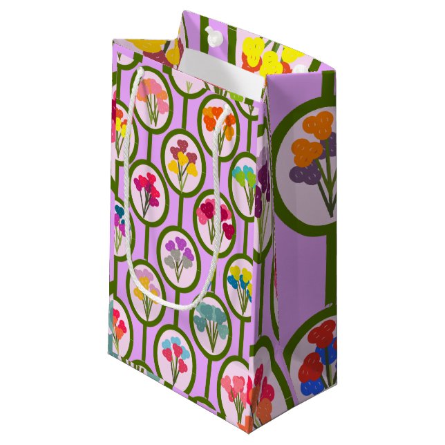 Sacola Para Presentes Pequena Círculos de Flores (Frente inclinada)