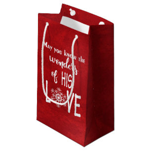 Sacola Para Presentes Pequena Citação Cristã de Natal Em Vermelho