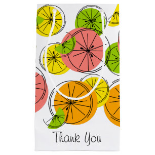 Sacola Para Presentes Pequena Citrus Obrigado, presente pequeno