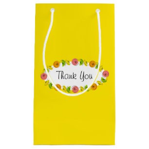 Sacola Para Presentes Pequena Citrus Oval Amarelo Obrigado Pequeno saco de prese