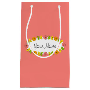 Sacola Para Presentes Pequena Citrus Oval Pink Name - Saco pequeno