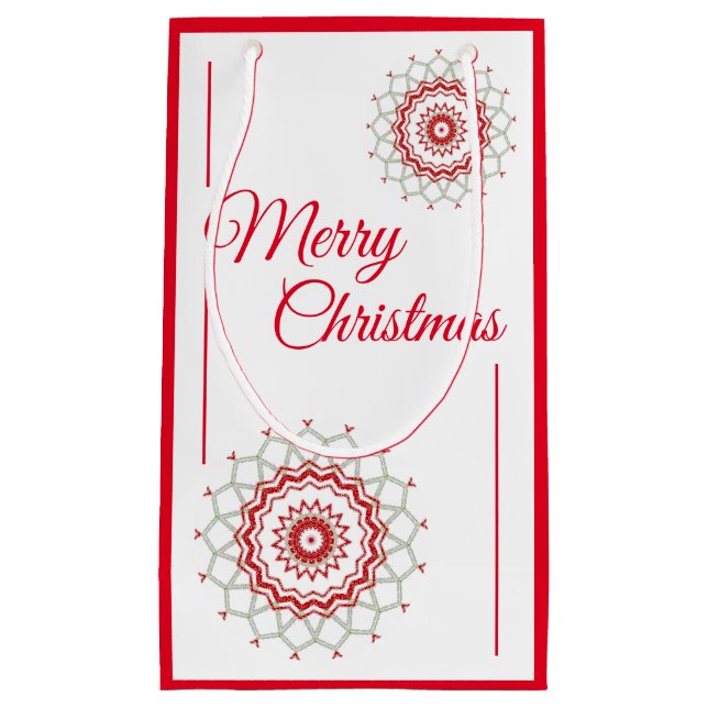 Sacola Para Presentes Pequena Clássico Medallion Snowflake (Frente)