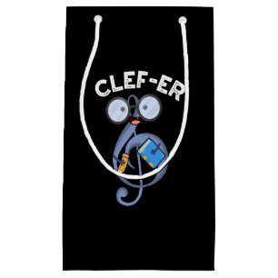 Sacola Para Presentes Pequena Clef-er Funny Music Pun Dark BG