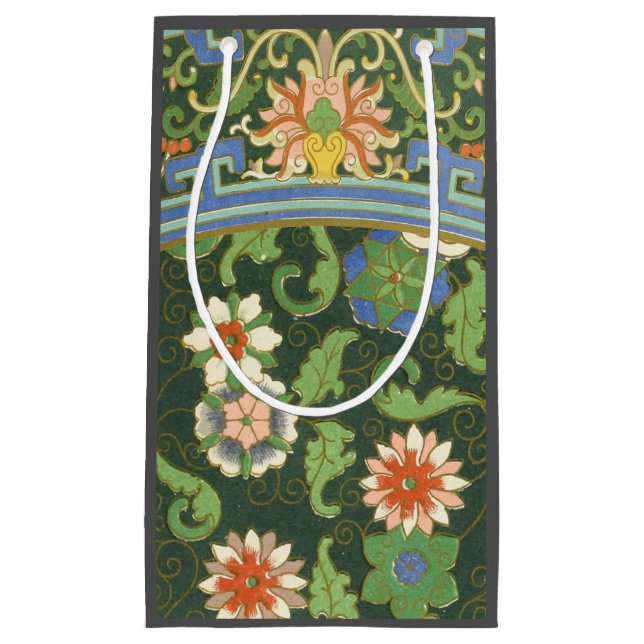 Sacola Para Presentes Pequena Cloisonte China Patter Asiático Oriental (Frente)