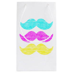 Sacola Para Presentes Pequena CMY Mustaches (estilo letterpress)