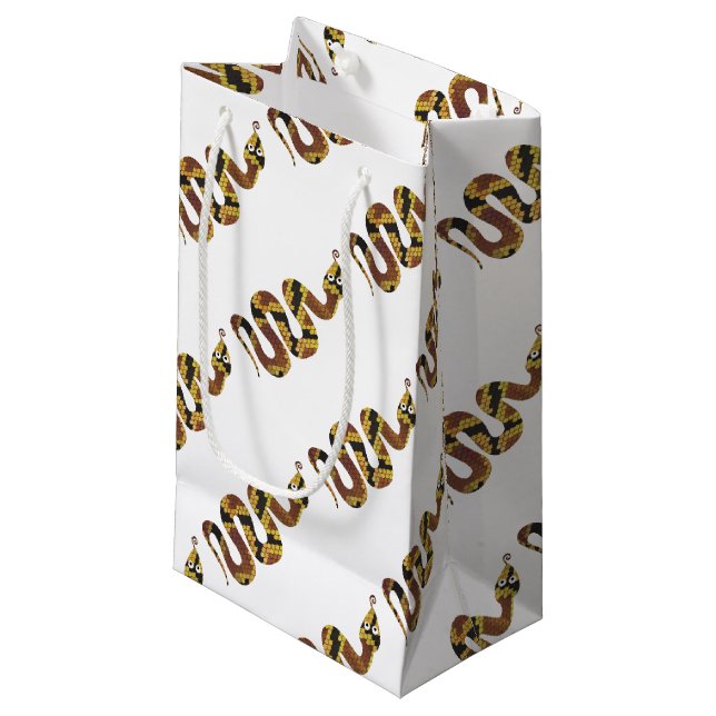 Sacola Para Presentes Pequena Cobra Brown e Silhouette Dourada (Frente inclinada)