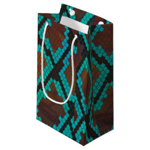 Sacola Para Presentes Pequena Cobra Brown e Teal Impressão